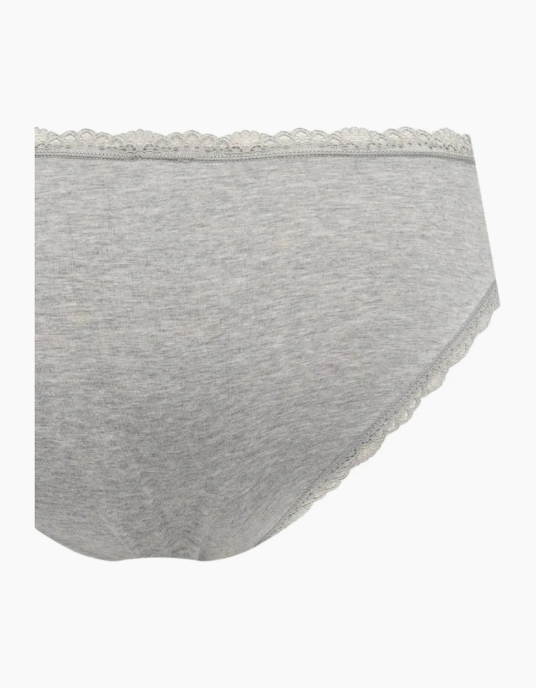 2-Pack Modern Cotton Lace Bikini Briefs, Black / Grey Heather