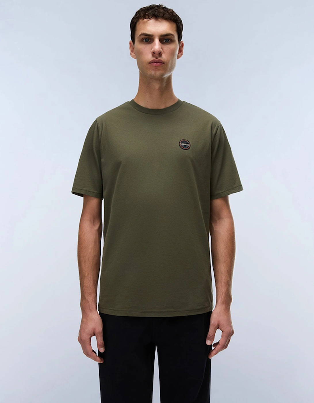 Men's Napapijri Badge Jersey Short Sleeve T-Shirt - Green - Size: 38