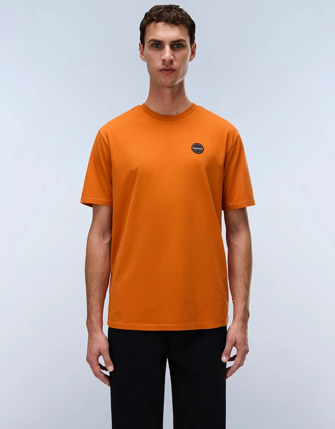 Men's Napapijri Badge Jersey Short Sleeve T-Shirt - Orange - Size: 38