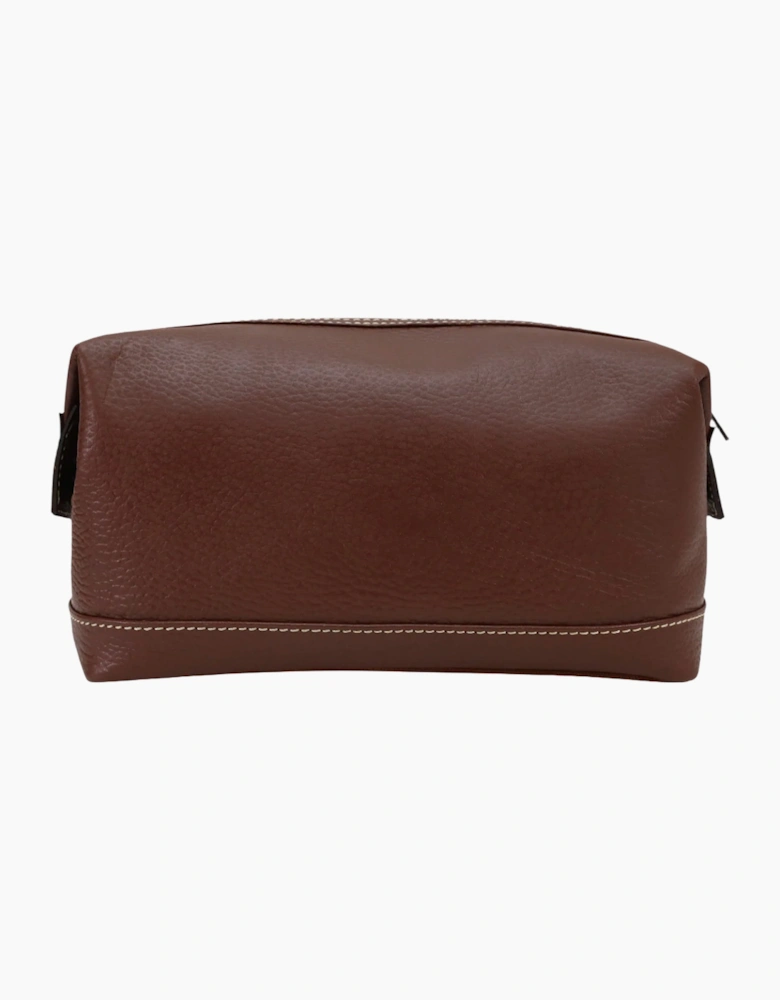 Sophos Attire Leather Wash Bag BROWN