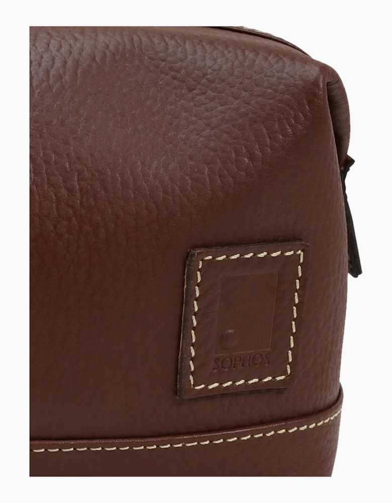 Sophos Attire Leather Wash Bag BROWN