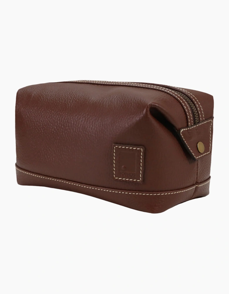 Sophos Attire Leather Wash Bag BROWN