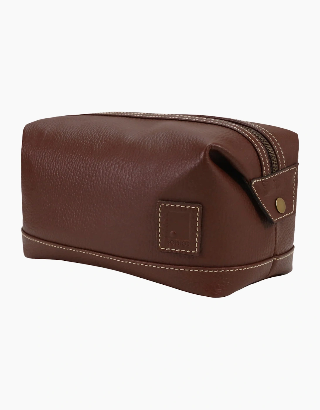 Sophos Attire Leather Wash Bag BROWN