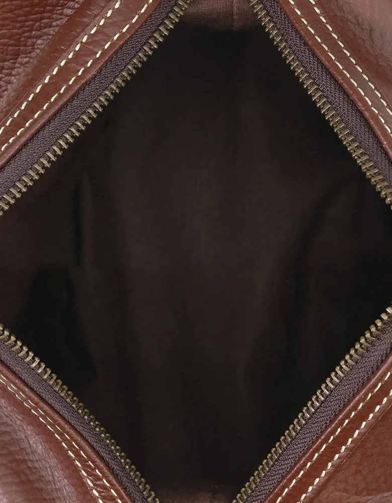 Sophos Attire Leather Wash Bag BROWN