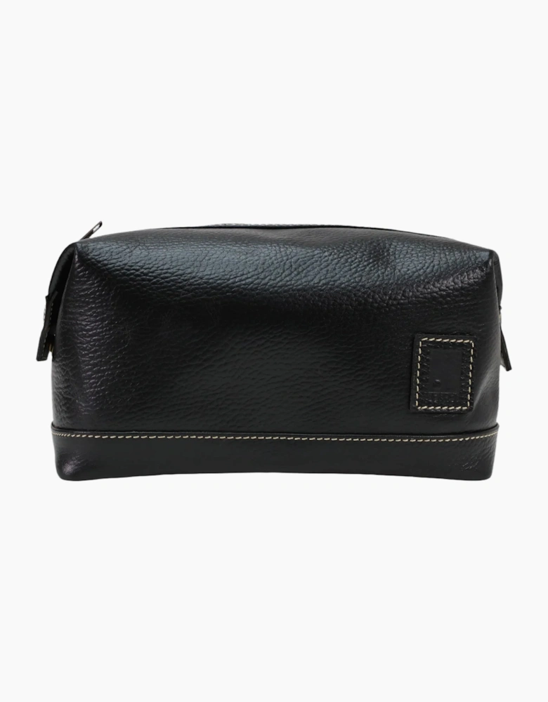 Sophos Attire Leather Wash Bag BLACK