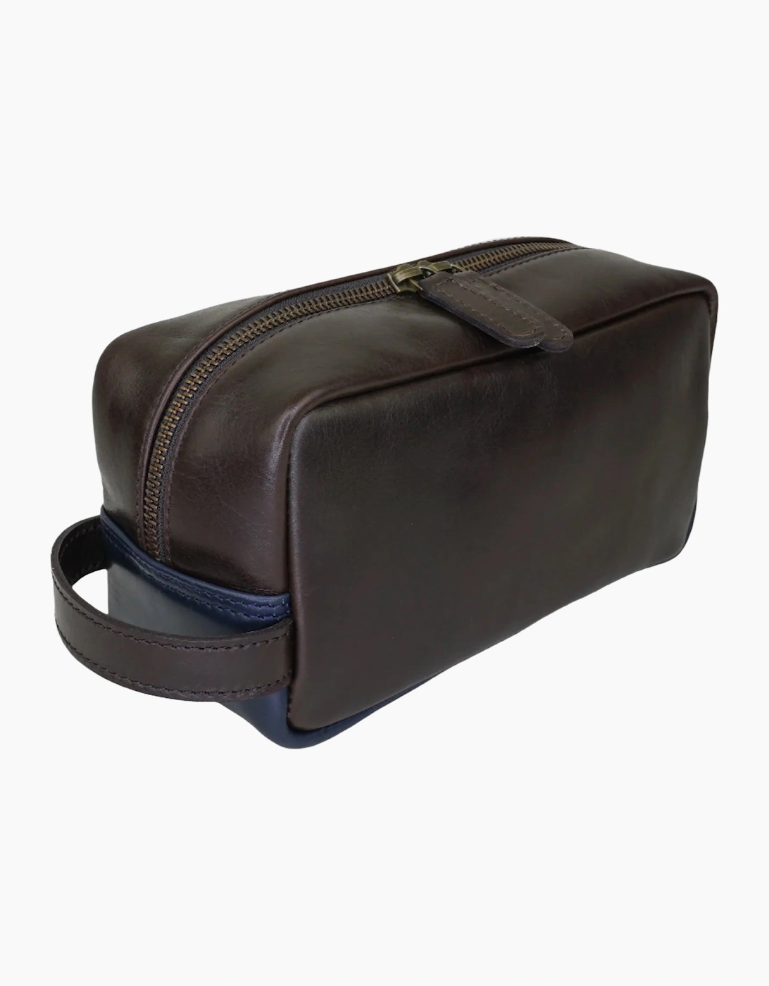 Sophos Colour Block Leather Wash Bag BROWN