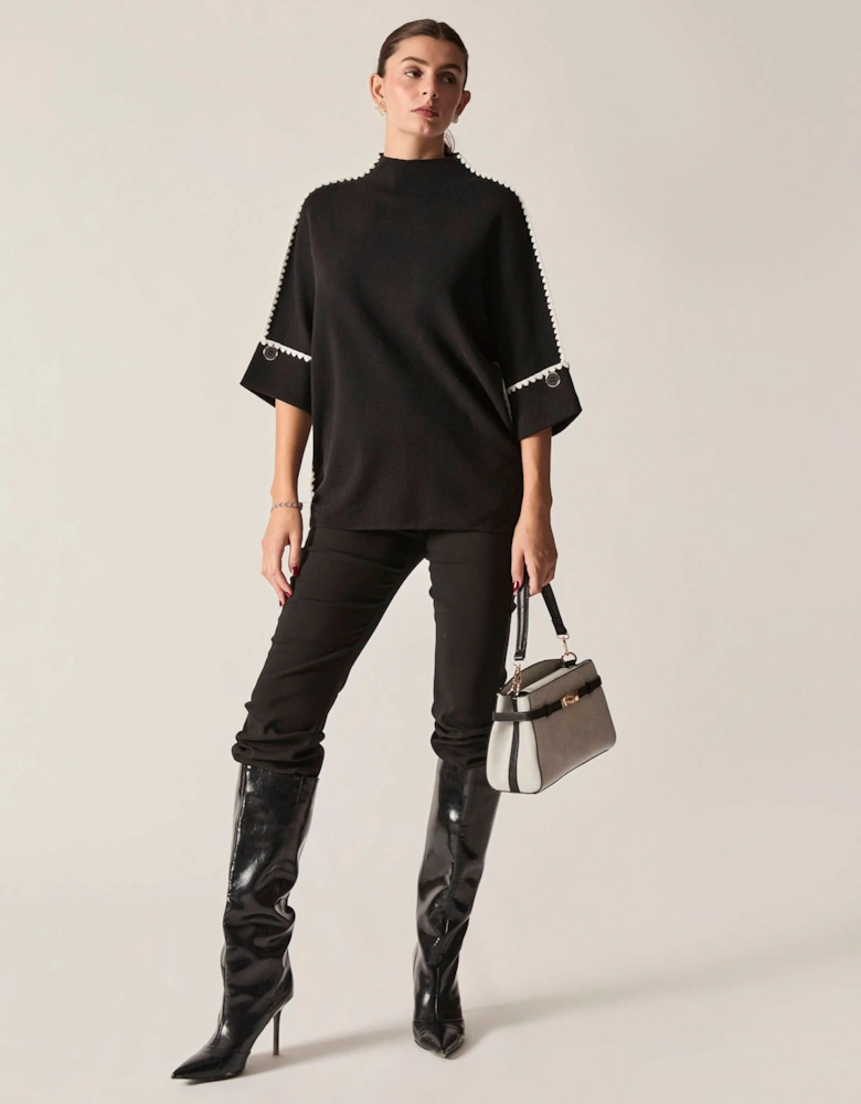 Black Contrast Trim Jumper