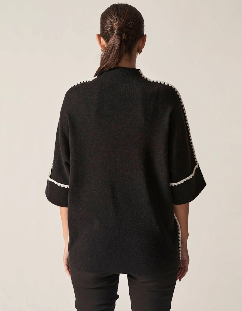 Black Contrast Trim Jumper