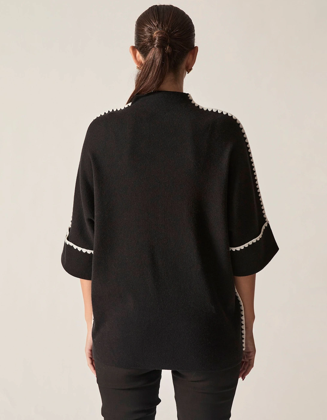 Black Contrast Trim Jumper