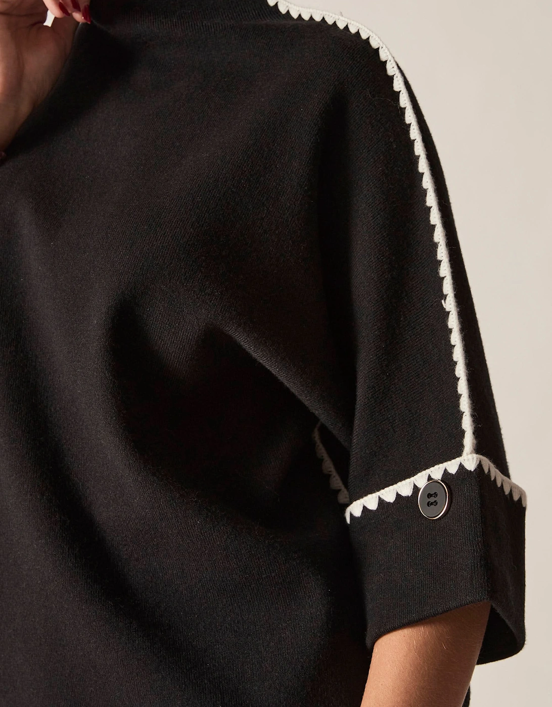 Black Contrast Trim Jumper