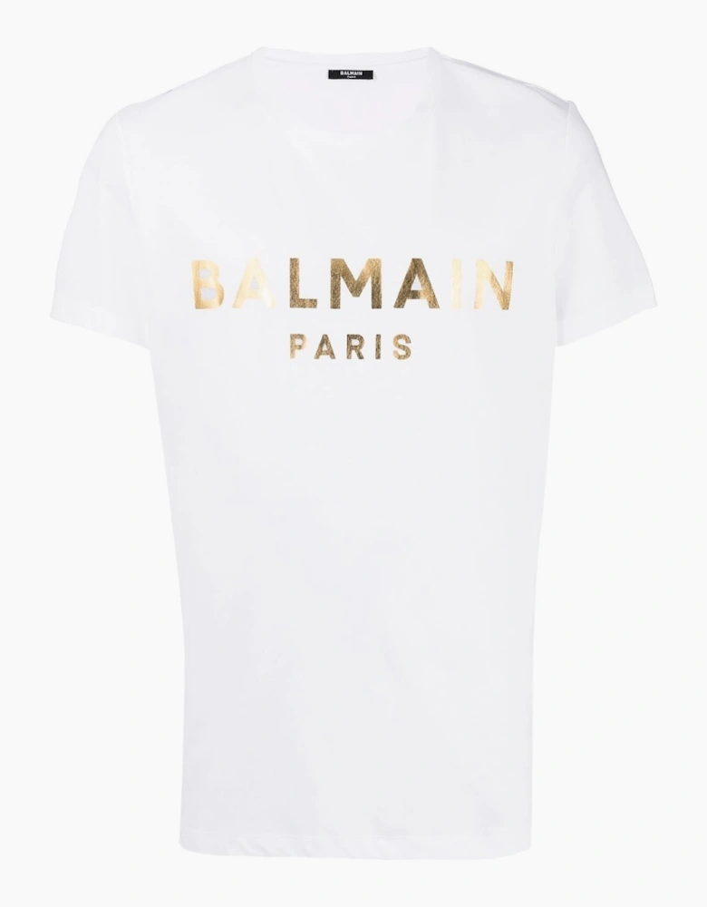 Balmain Paris Gold Foil T-Shirt White