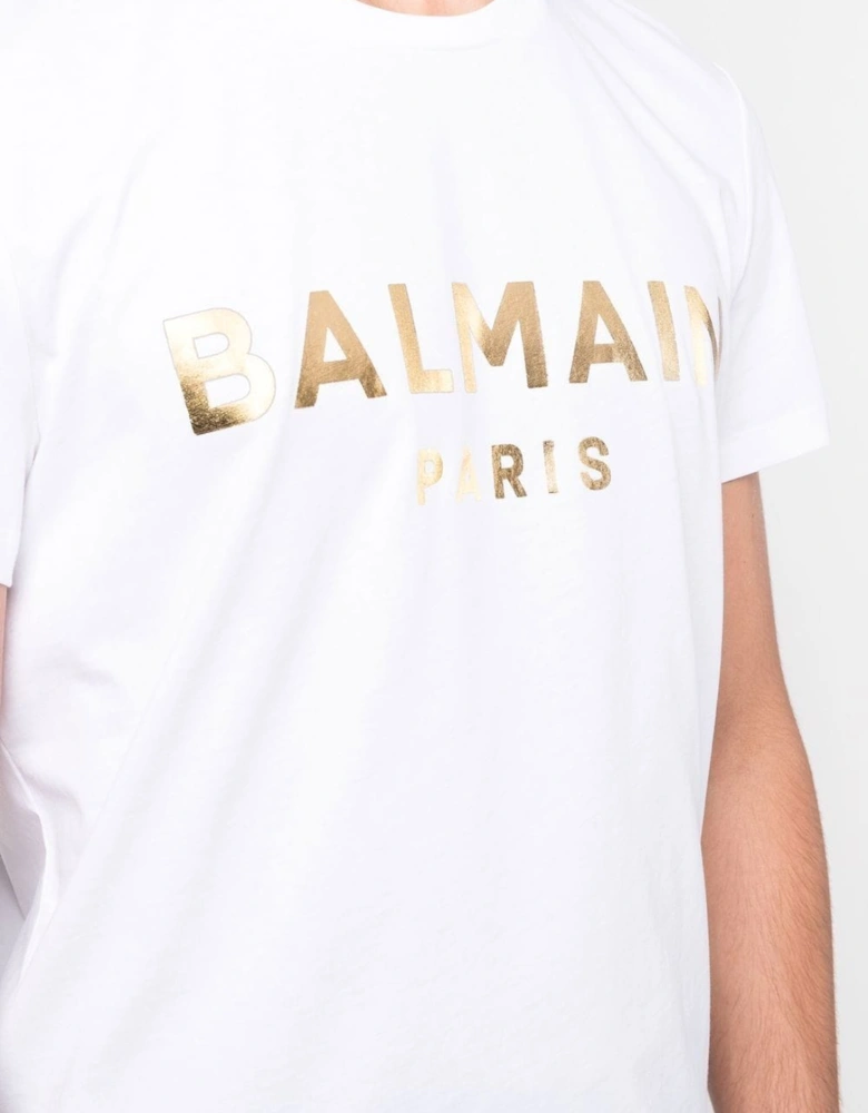 Balmain Paris Gold Foil T-Shirt White