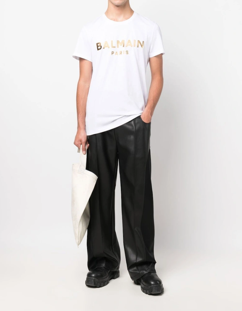 Balmain Paris Gold Foil T-Shirt White