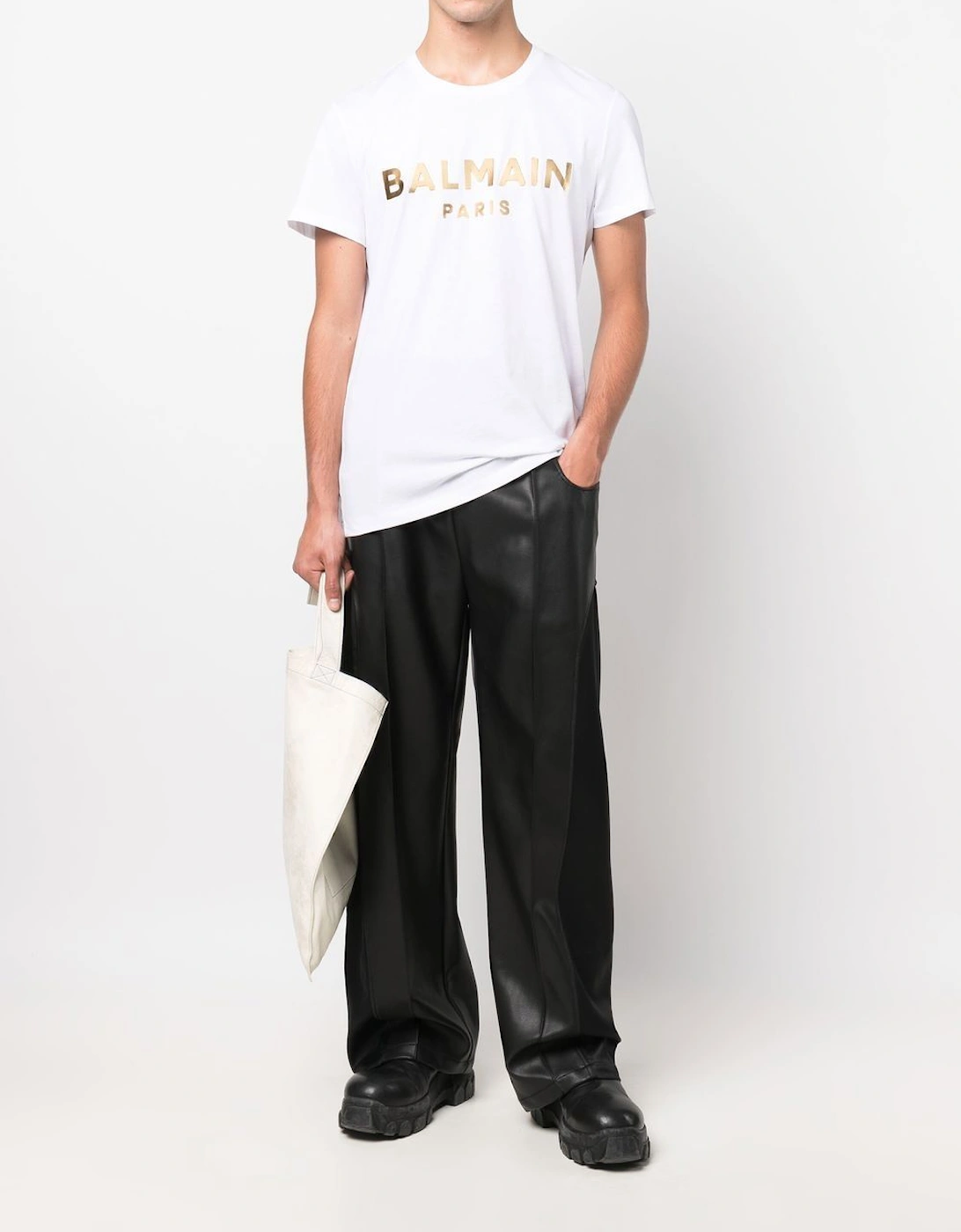 Balmain Paris Gold Foil T-Shirt White
