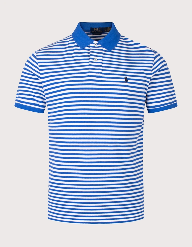 Custom Slim Fit Striped Mesh Polo Shirt