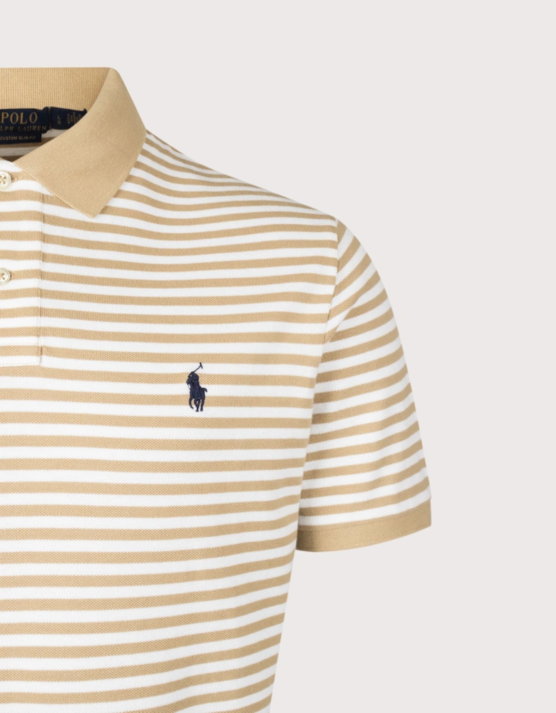 Custom Slim Fit Striped Mesh Polo Shirt