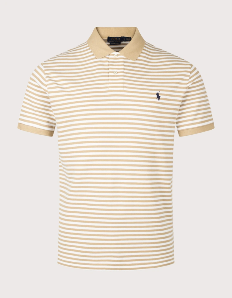 Custom Slim Fit Striped Mesh Polo Shirt