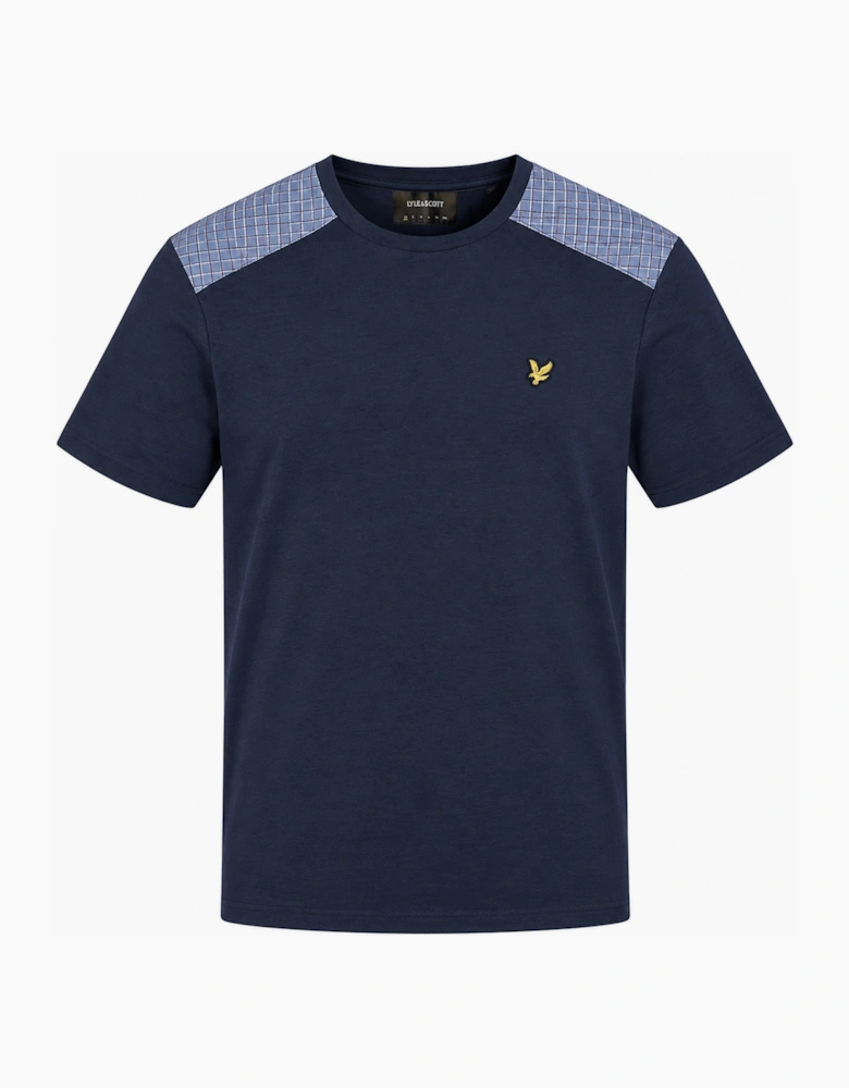 Lyle & Scott Check Panelled T-Shirt DARK NAVY
