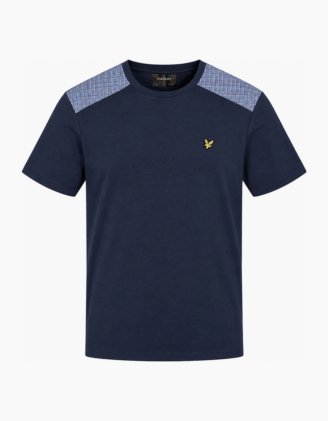 Lyle & Scott Check Panelled T-Shirt, Dark Navy - M - Image 6