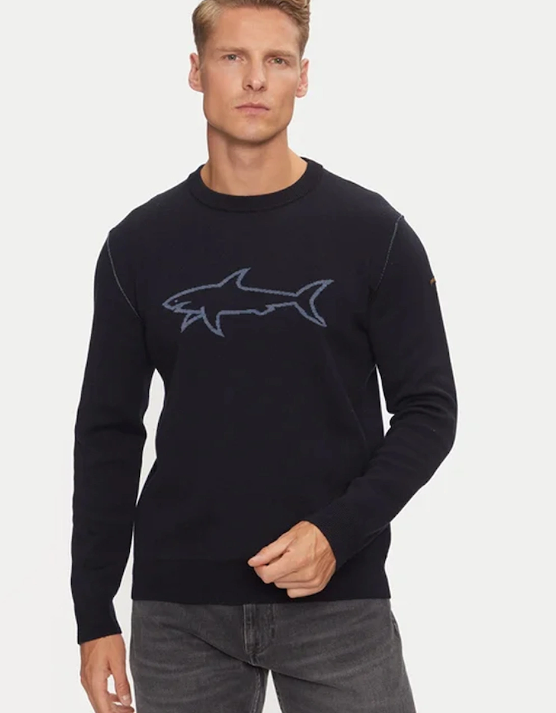 Paul & Shark Crew Neck Shark Logo Jumper