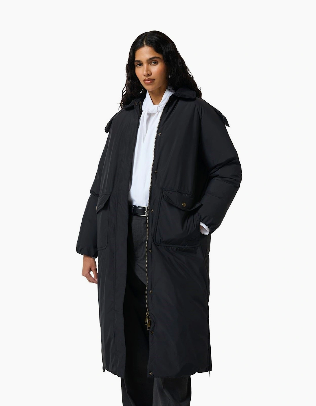 Women's Hunter Victoria Originals Long Quilted Jacket Women's Black Quilted Jackets - Size: 6