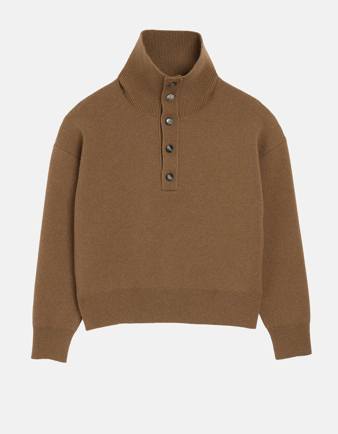 AMI Paris Men's HIGH BUTTONED COLLAR SWEATER - Brown - Size: M