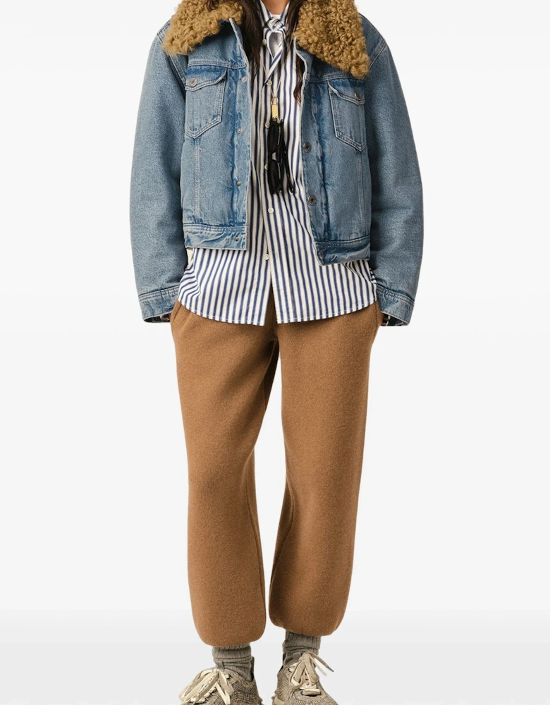 Padded Shearling Trucker Jacket Blue