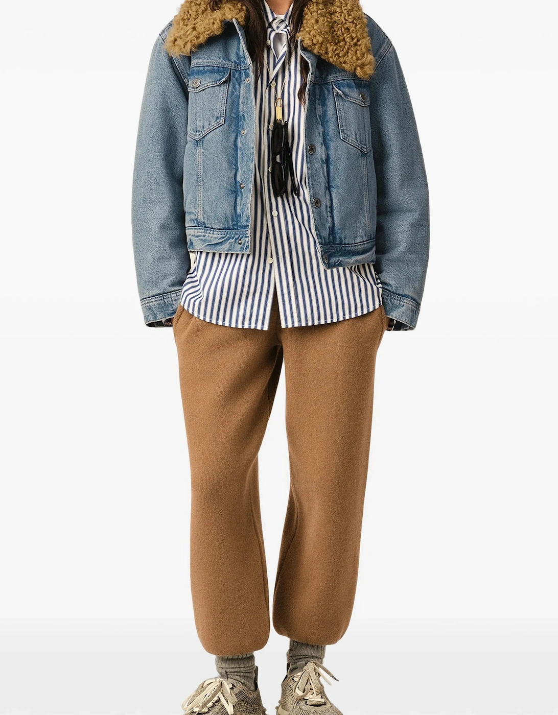 Padded Shearling Trucker Jacket Blue