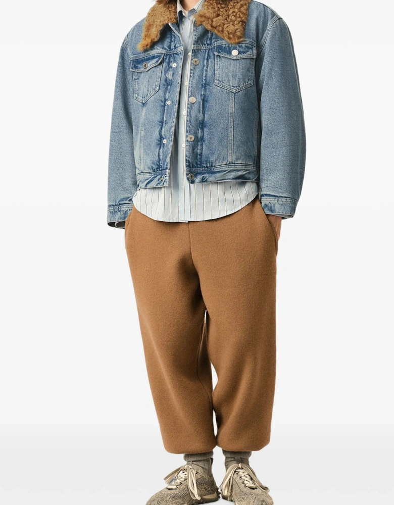 Padded Shearling Trucker Jacket Blue