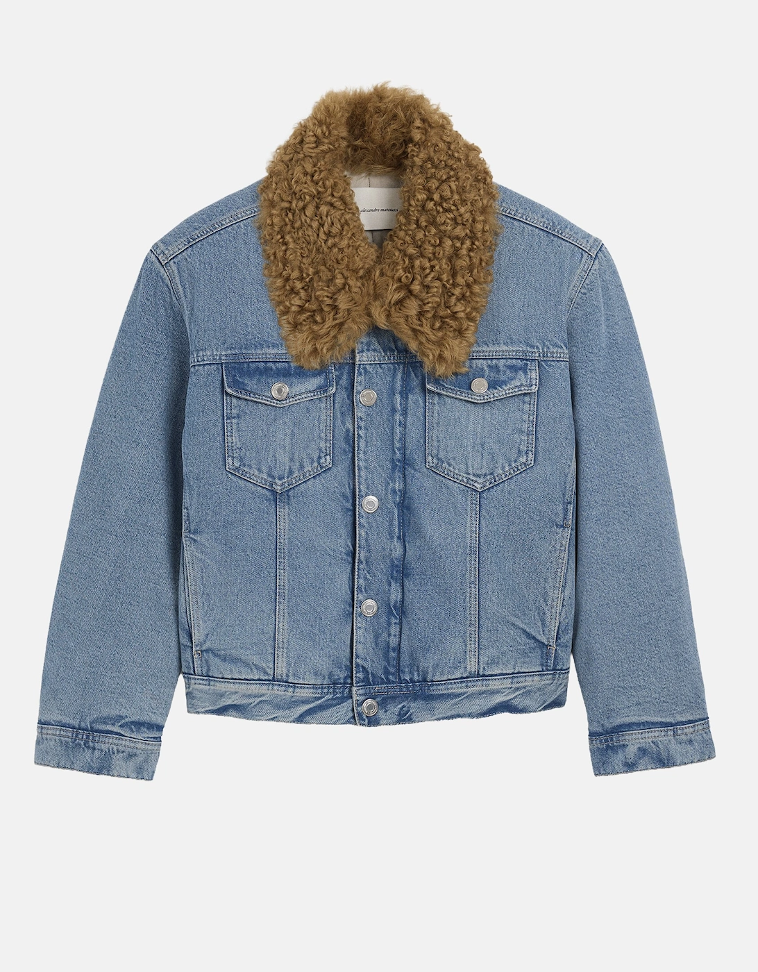 Padded Shearling Trucker Jacket Blue