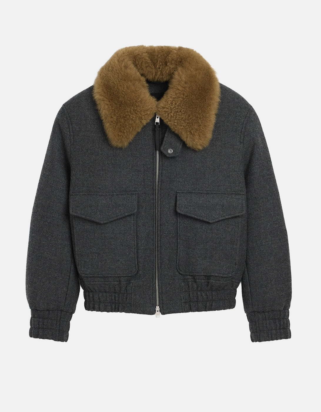 Wool Sherling Collar Jacket Grey