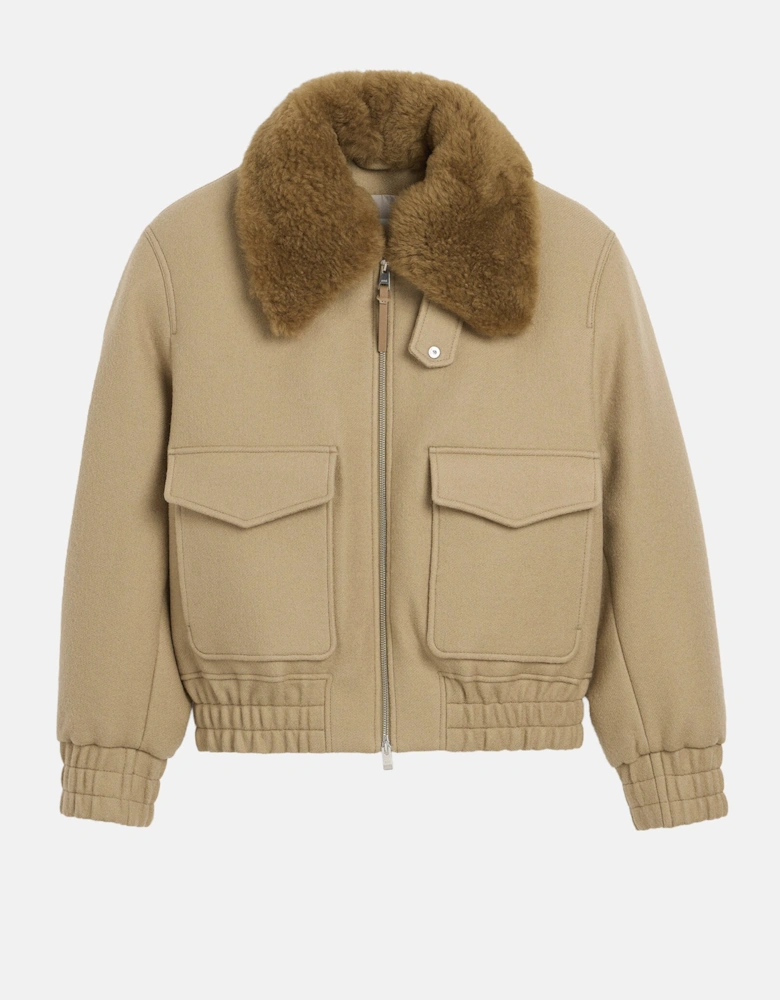 Wool Sherling Collar Jacket Beige