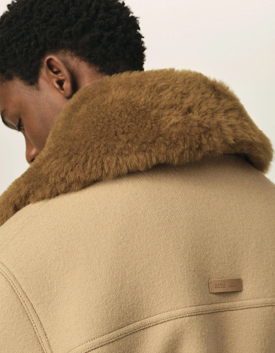 Wool Sherling Collar Jacket Beige