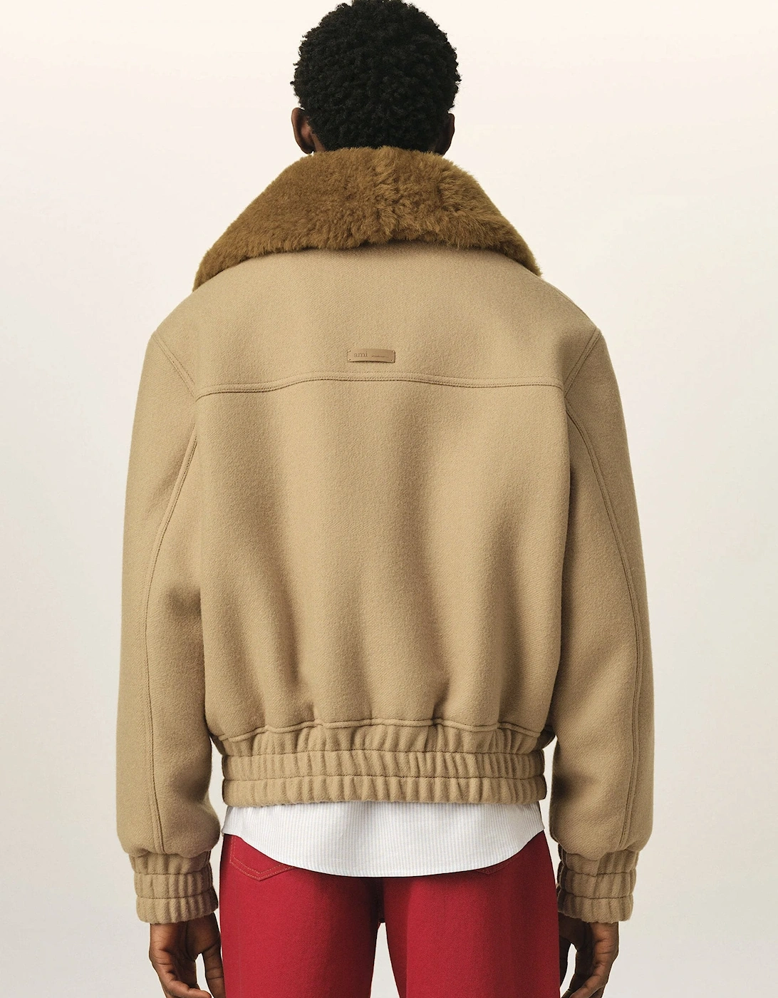 Wool Sherling Collar Jacket Beige