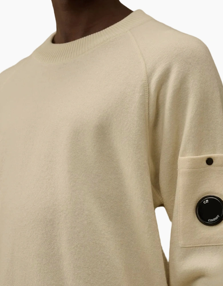 Felted Merino Wool Crewneck Lens Knit