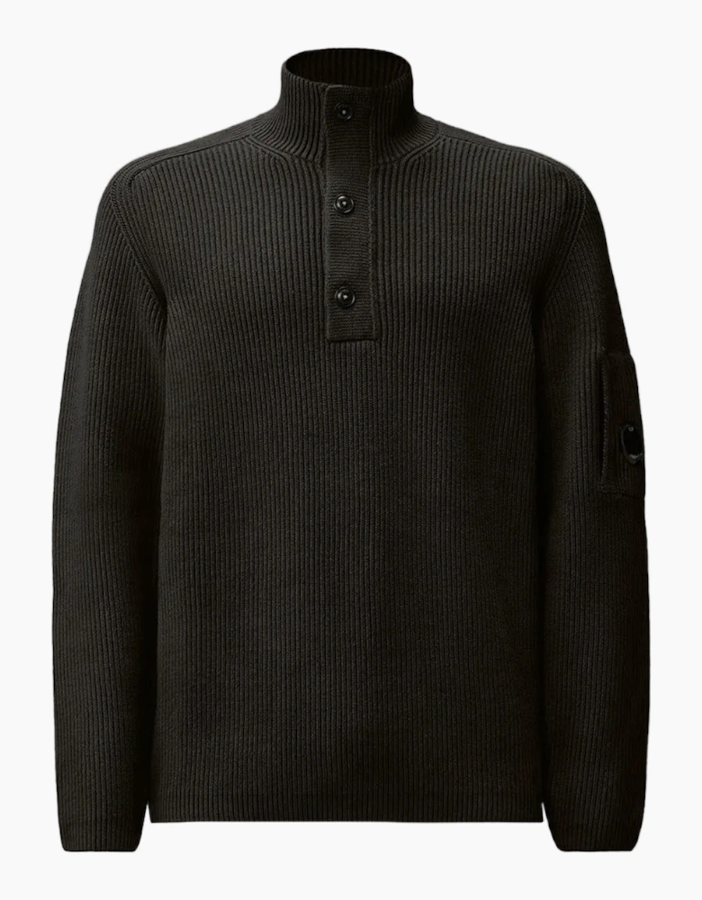 Full Rib Half Button Lens Knit
