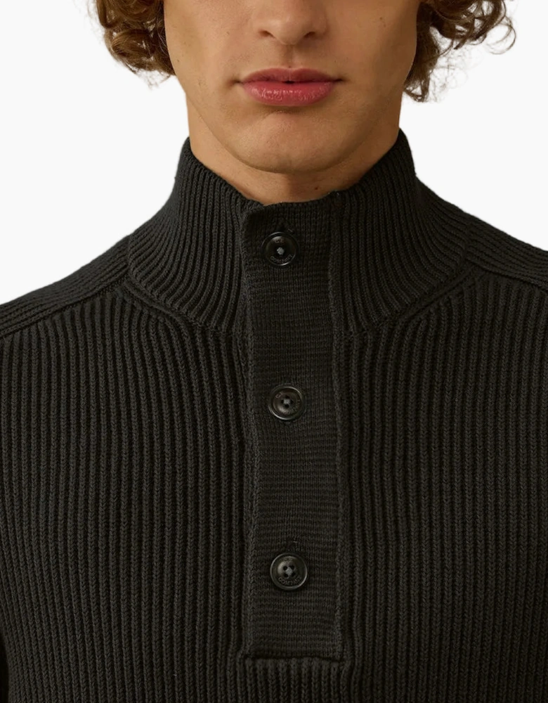 Full Rib Half Button Lens Knit
