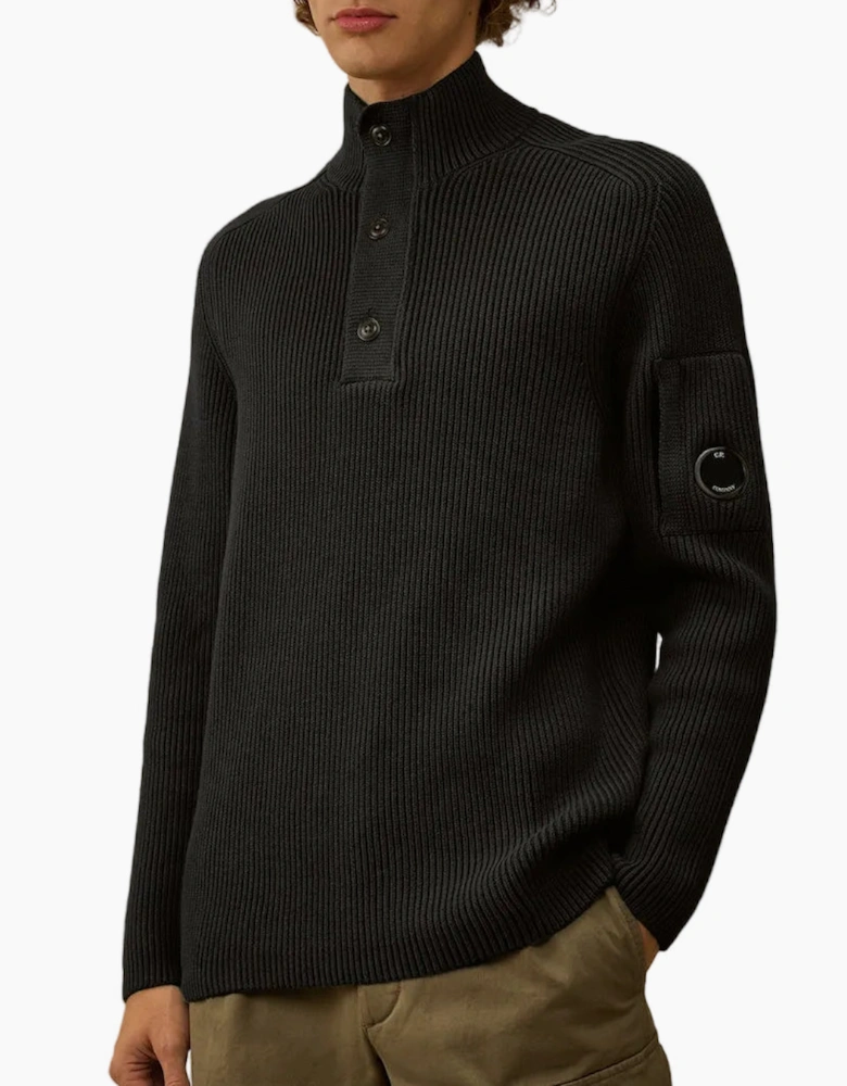 Full Rib Half Button Lens Knit