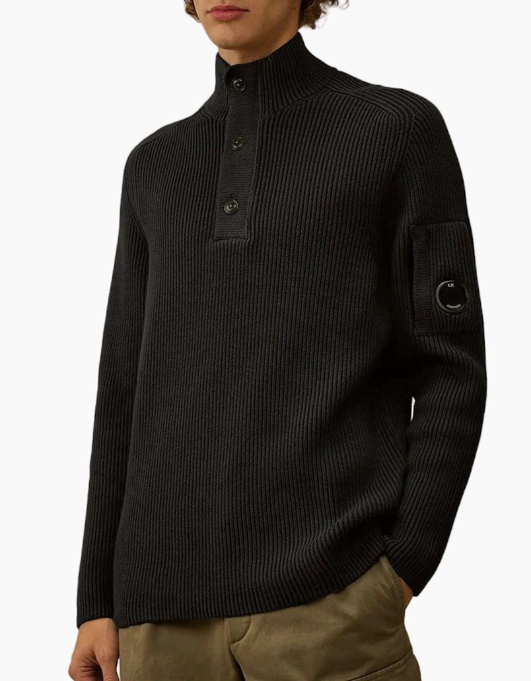 Full Rib Half Button Lens Knit