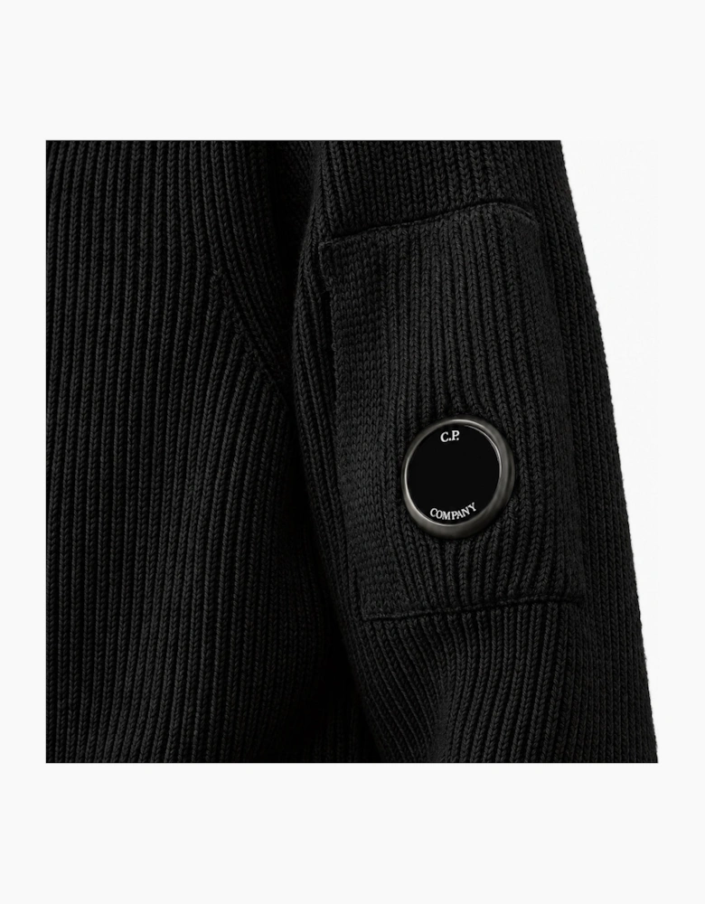 Full Rib Half Button Lens Knit