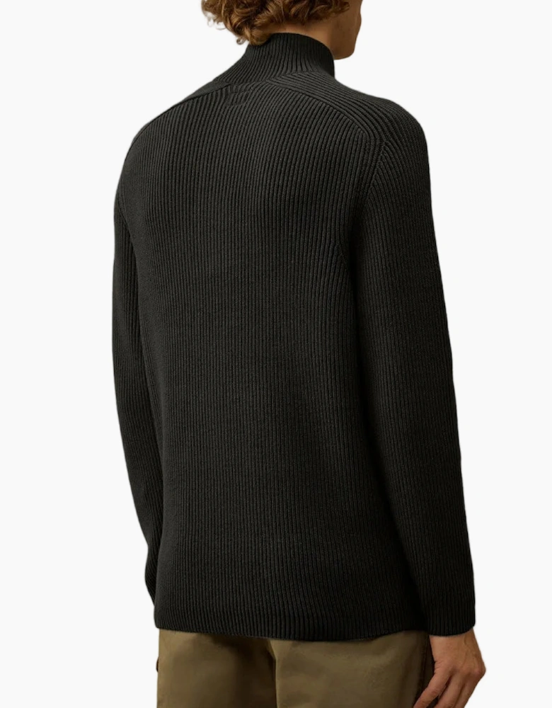 Full Rib Half Button Lens Knit