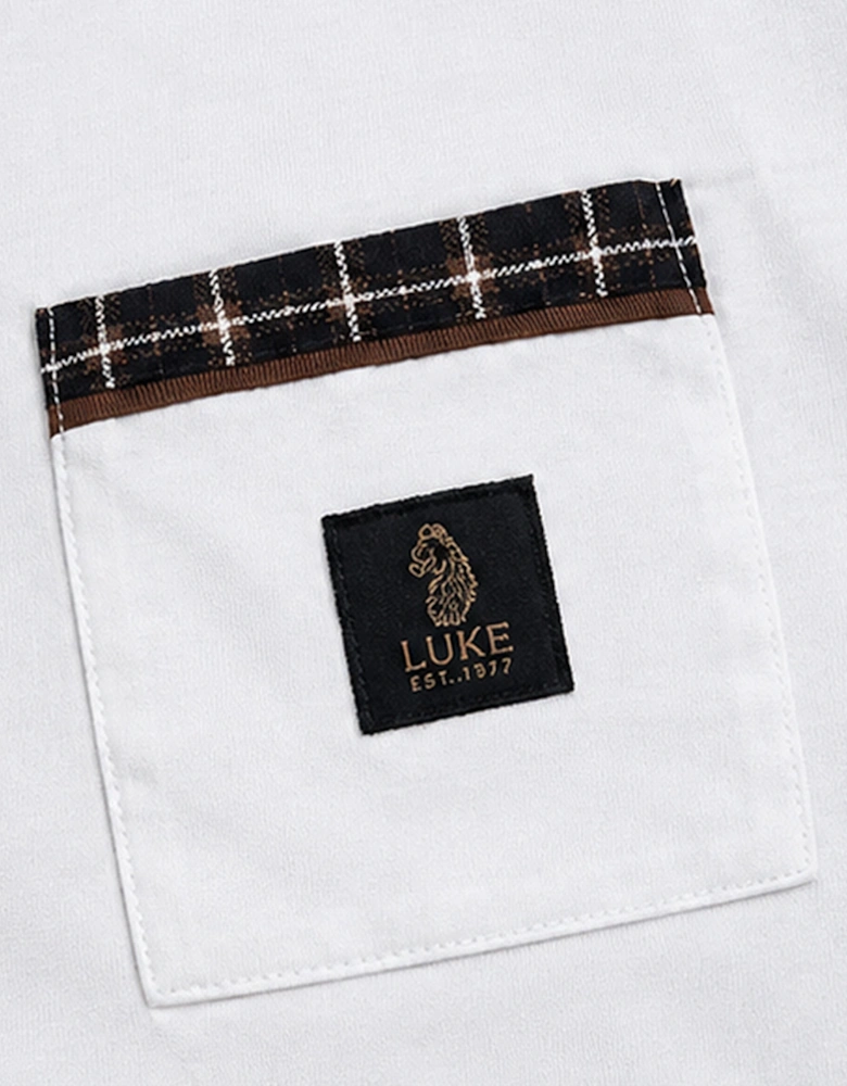 Luke 1977 Kirk Regular Fit Check Pocket T-Shirt 180GSM WHITE