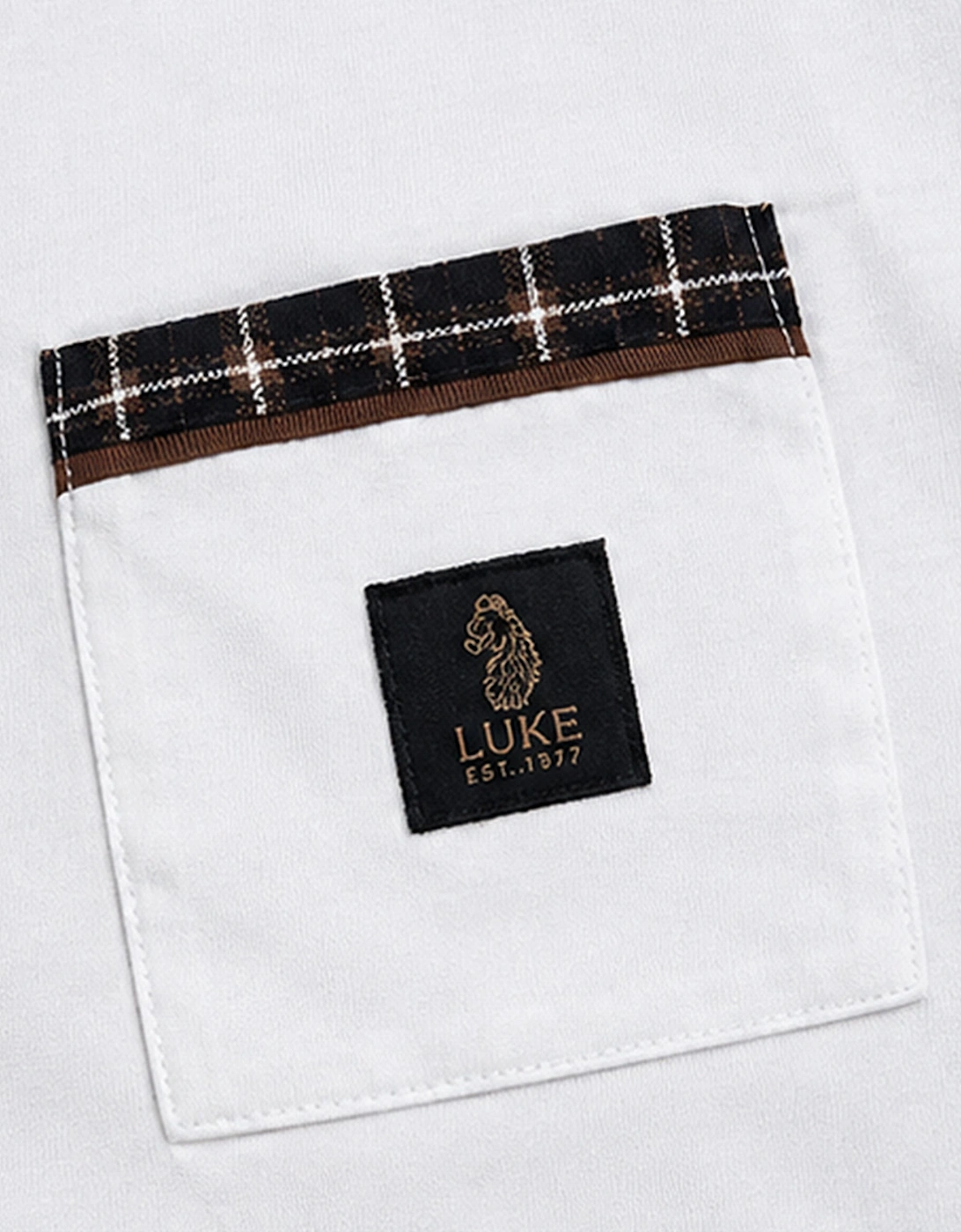 Luke 1977 Kirk Regular Fit Check Pocket T-Shirt 180GSM WHITE