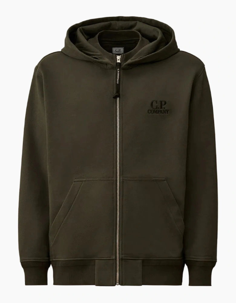 Diagonal Fleece Zip Logo Hoodie