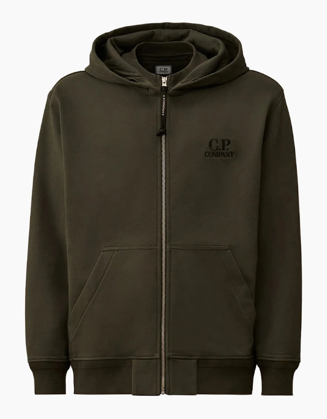 Diagonal Fleece Zip Logo Hoodie