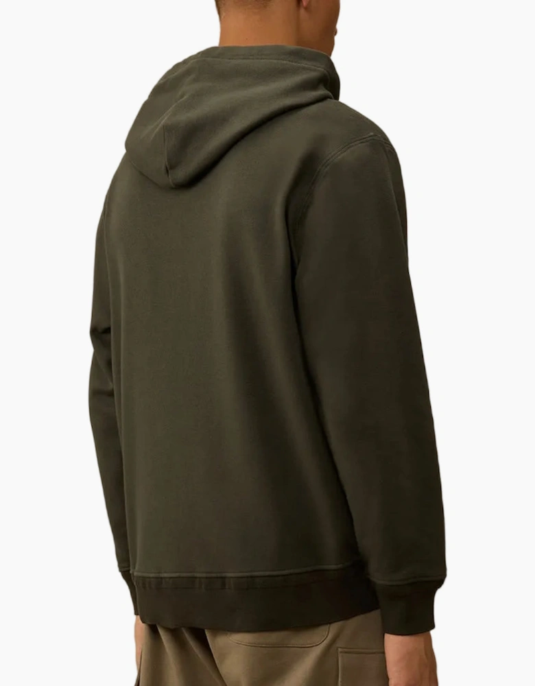 Diagonal Fleece Zip Logo Hoodie