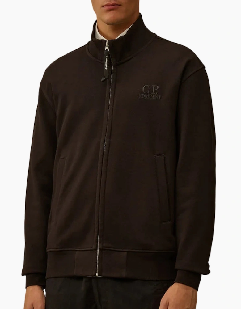 Diagonal Fleece Zip Logo Sweatshirt
