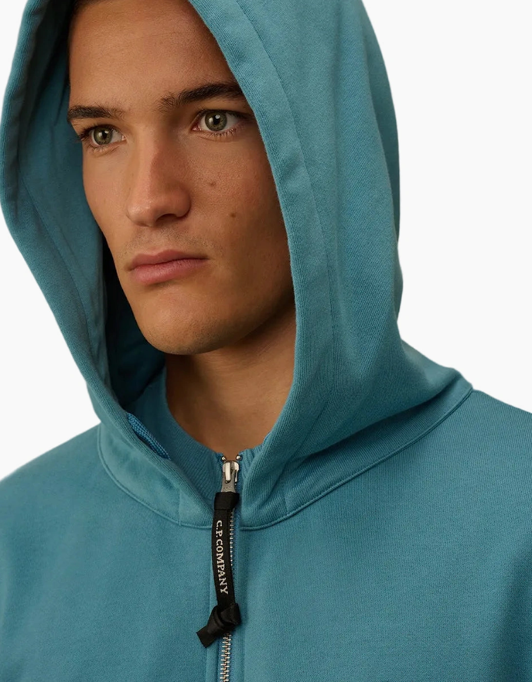 Diagonal Fleece Zip Logo Hoodie