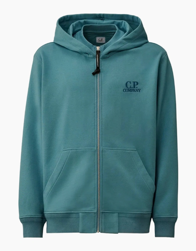 Diagonal Fleece Zip Logo Hoodie