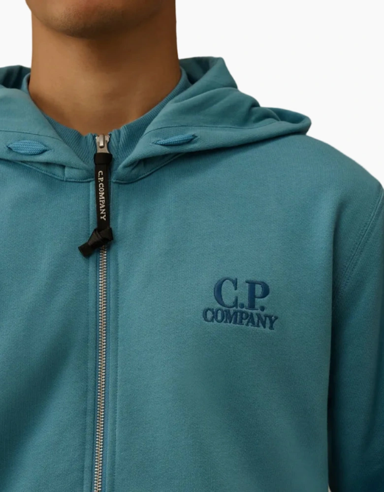 Diagonal Fleece Zip Logo Hoodie